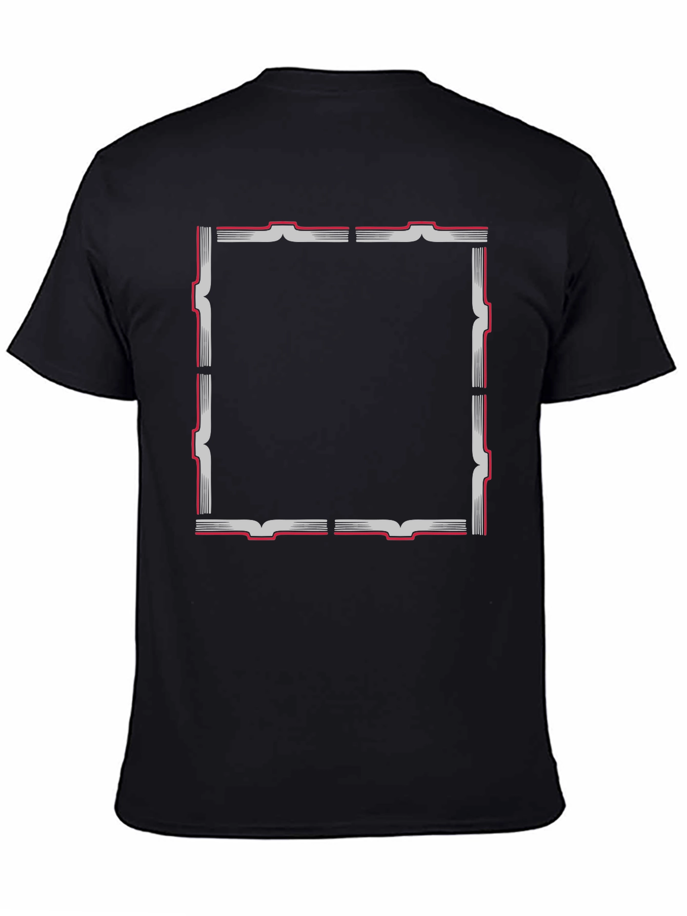Black T-Shirt with Geometric Frame Design