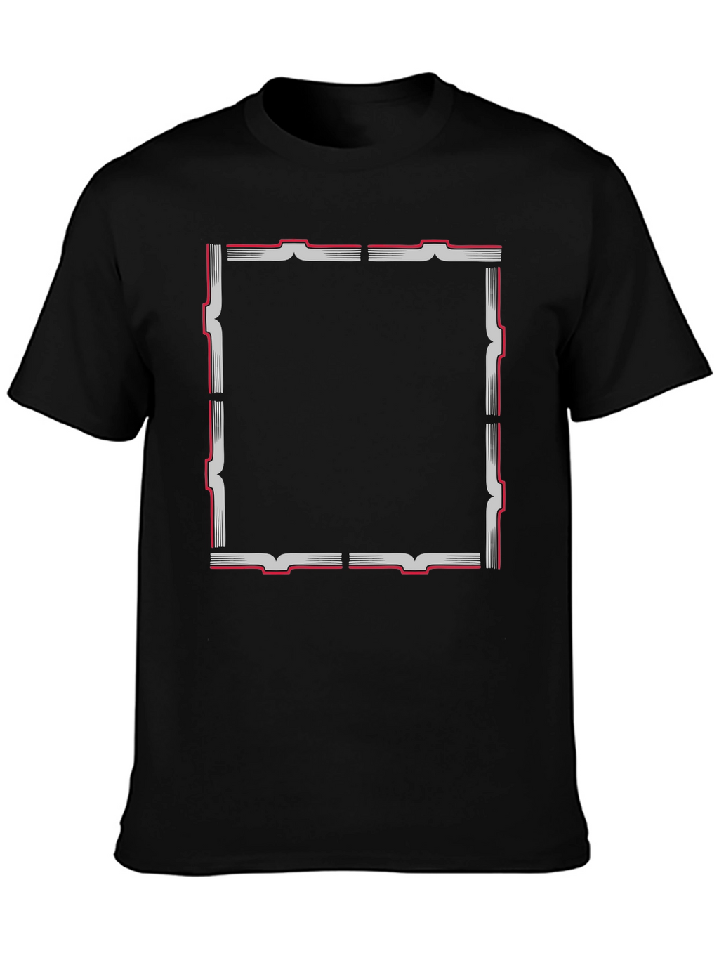 Black T-Shirt with Geometric Frame Design