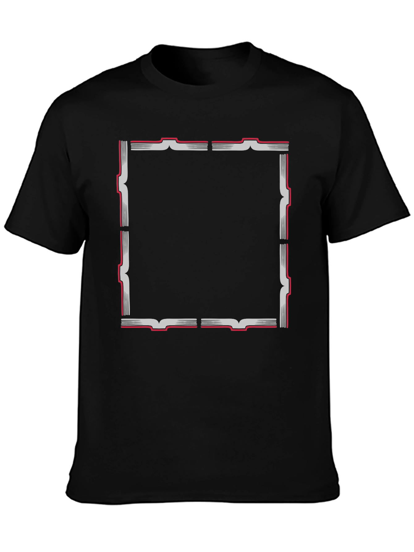 Black T-Shirt with Geometric Frame Design