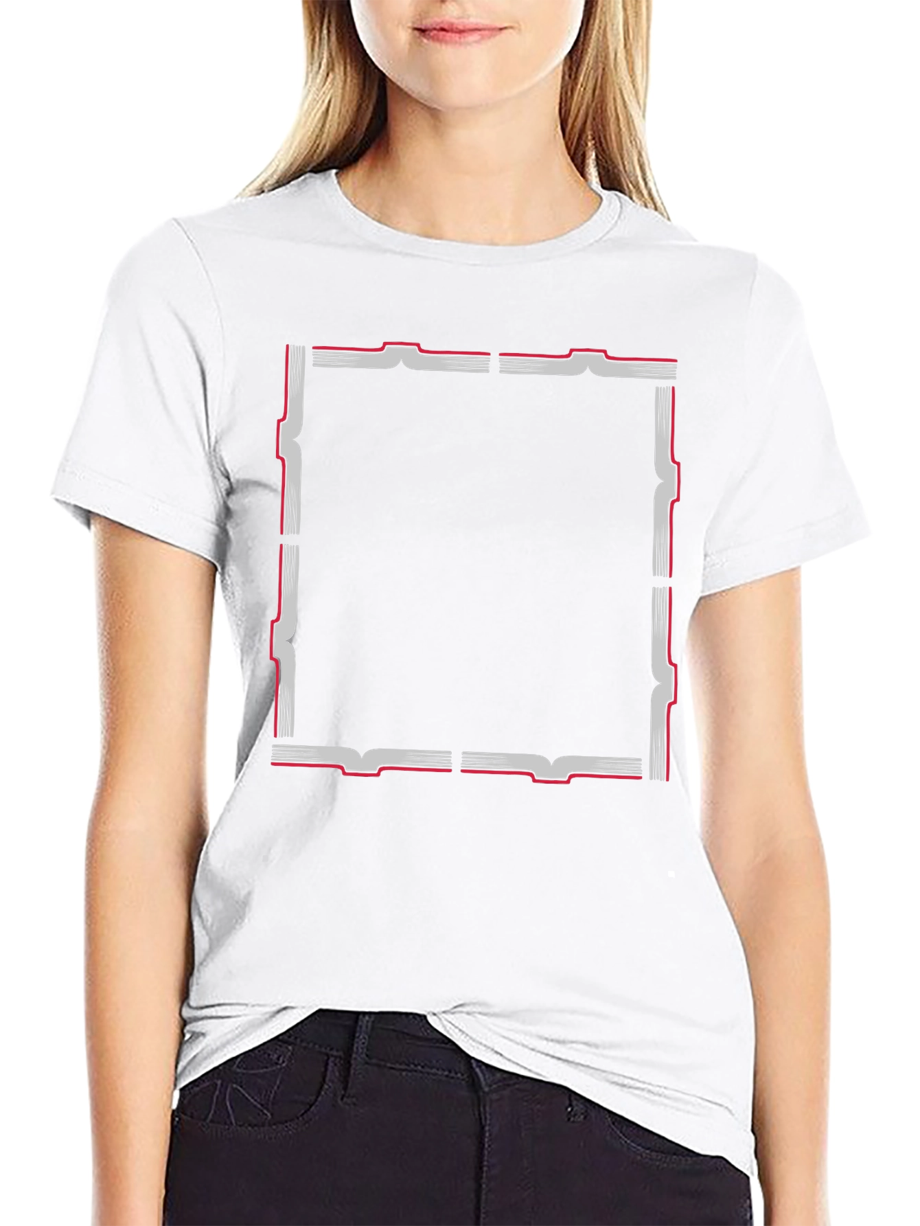 Black T-Shirt with Geometric Frame Design