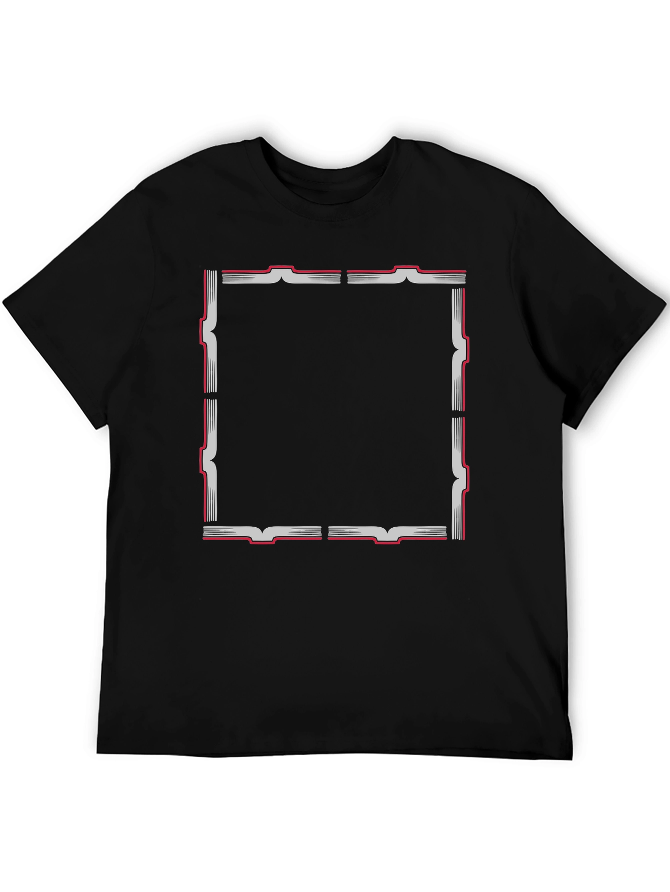 Black T-Shirt with Geometric Frame Design