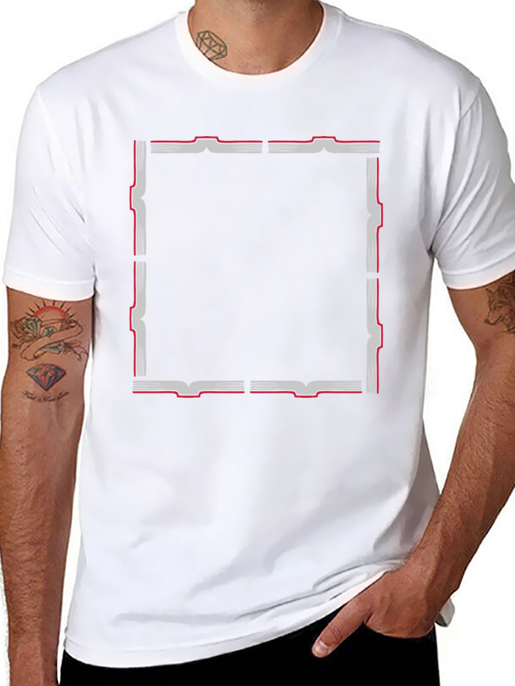 Black T-Shirt with Geometric Frame Design