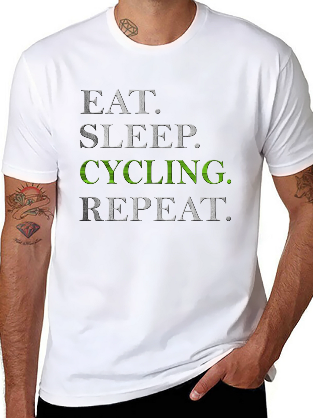 Eat Sleep Cycling Repeat T-Shirt - Black Graphic Tee