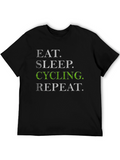 Eat Sleep Cycling Repeat T-Shirt - Black Graphic Tee