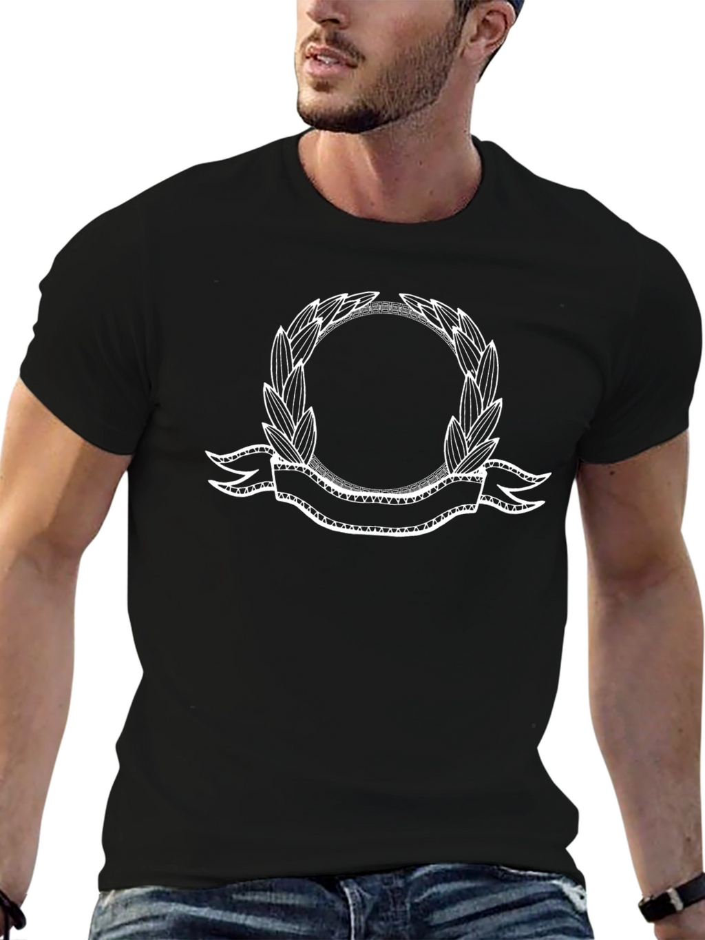 Wreath & Ribbon Graphic Black T-Shirt