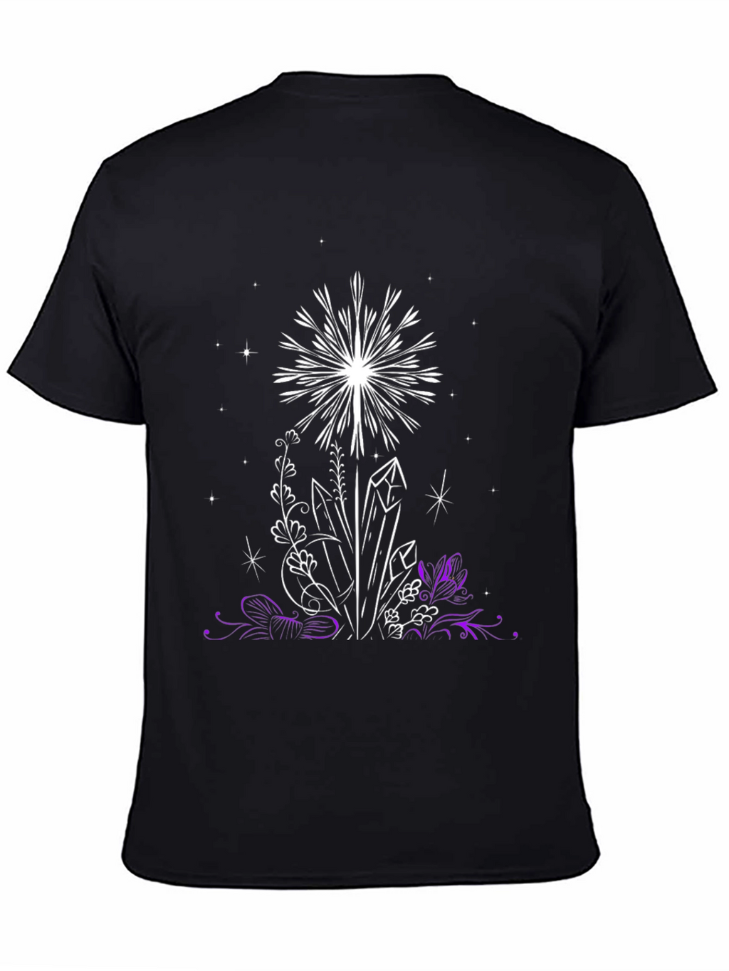 Crystal & Floral Graphic Black T-Shirt