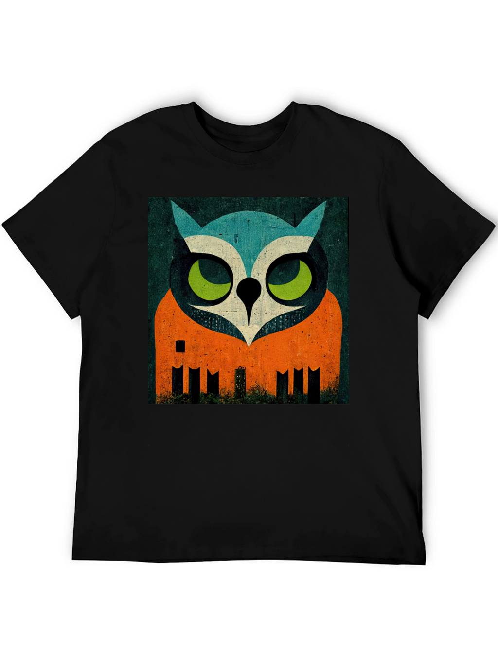 Modern Geometric Owl Graphic Print T-Shirt
