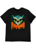 Modern Geometric Owl Graphic Print T-Shirt