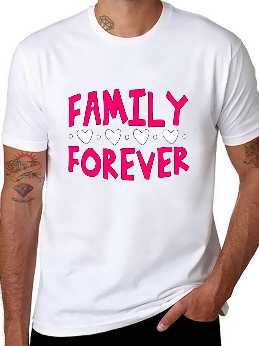 Family Forever Graphic Print Black T-Shirt