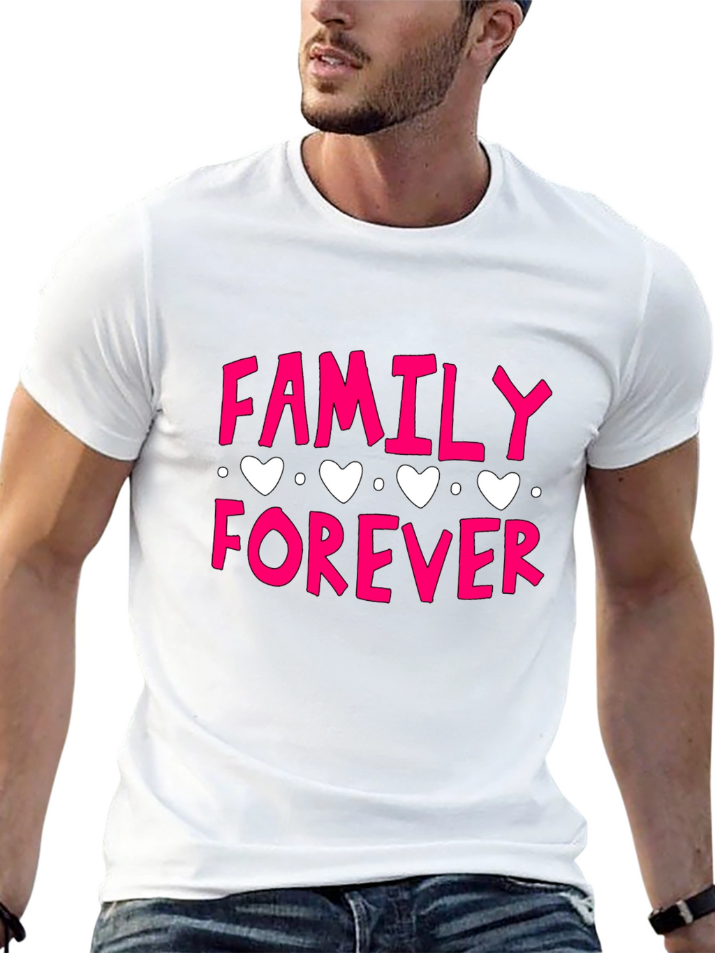 Family Forever Graphic Print Black T-Shirt
