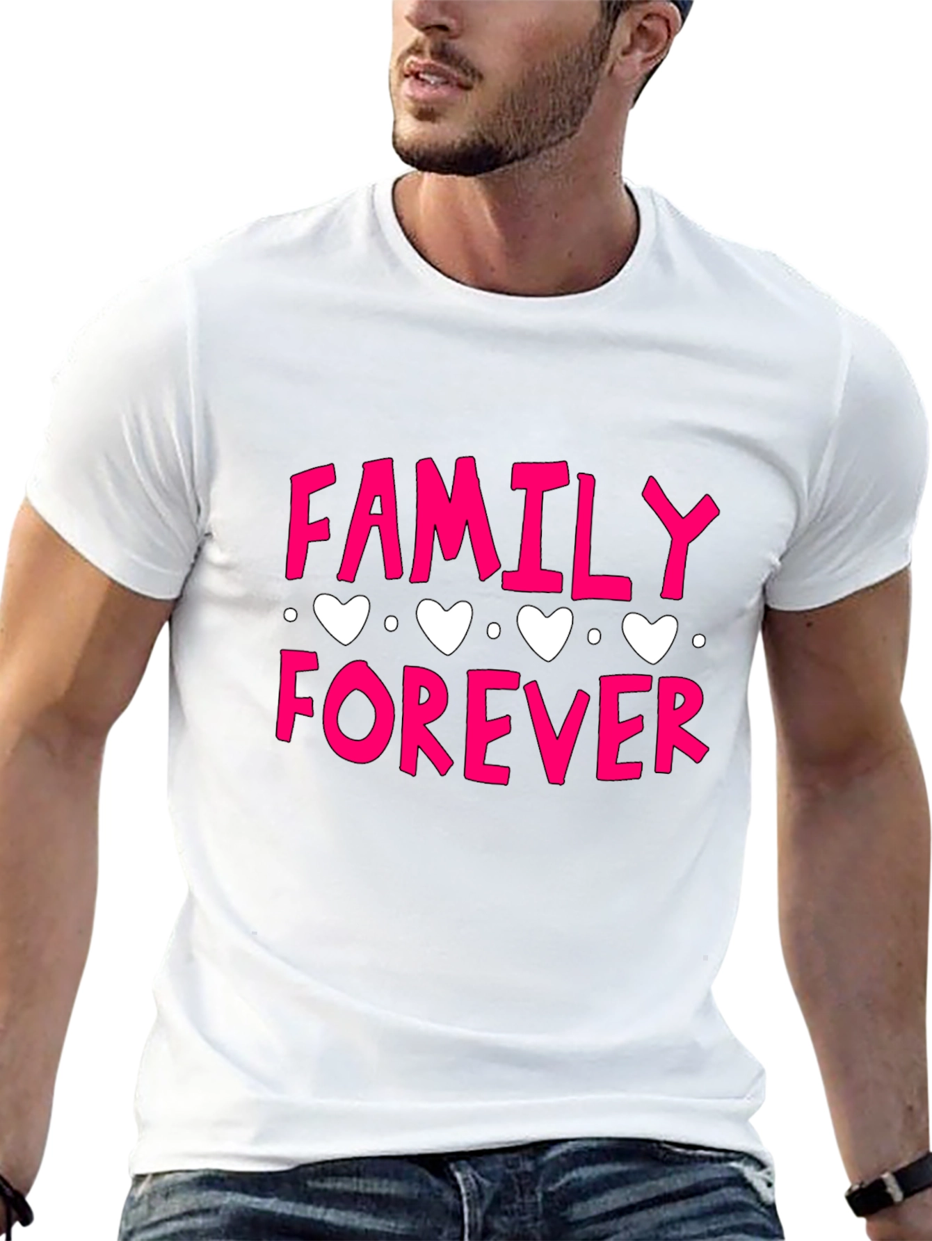 Family Forever Graphic Print Black T-Shirt