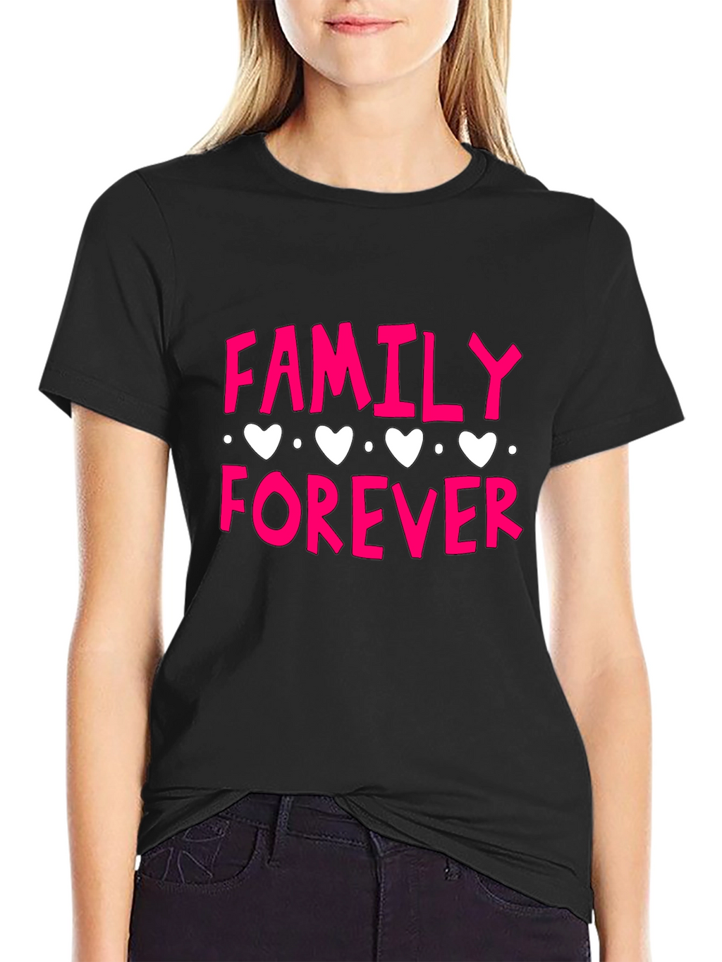 Family Forever Graphic Print Black T-Shirt