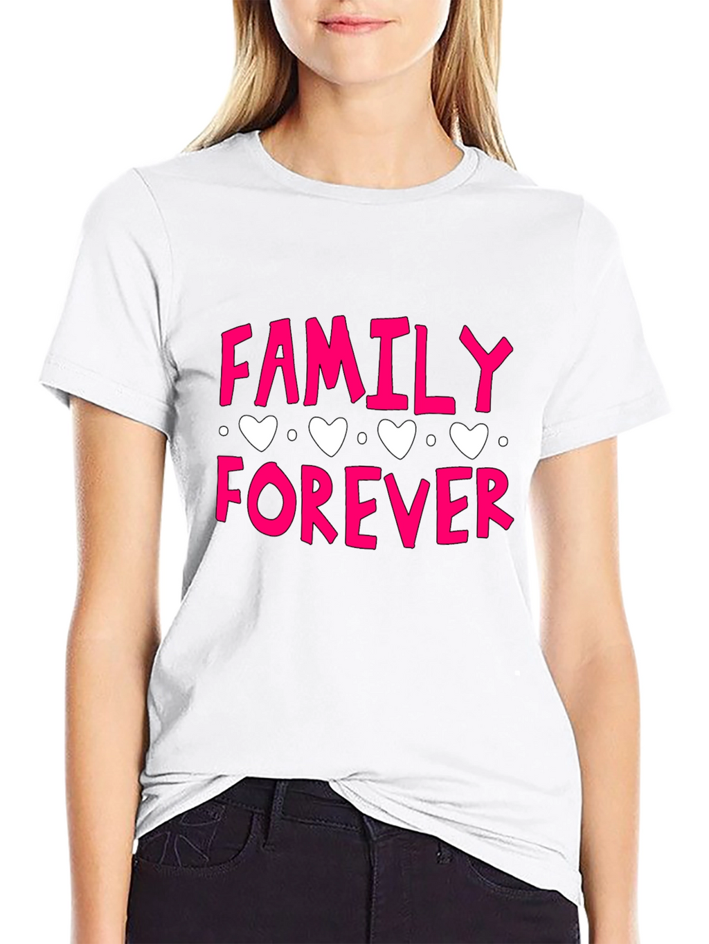 Family Forever Graphic Print Black T-Shirt
