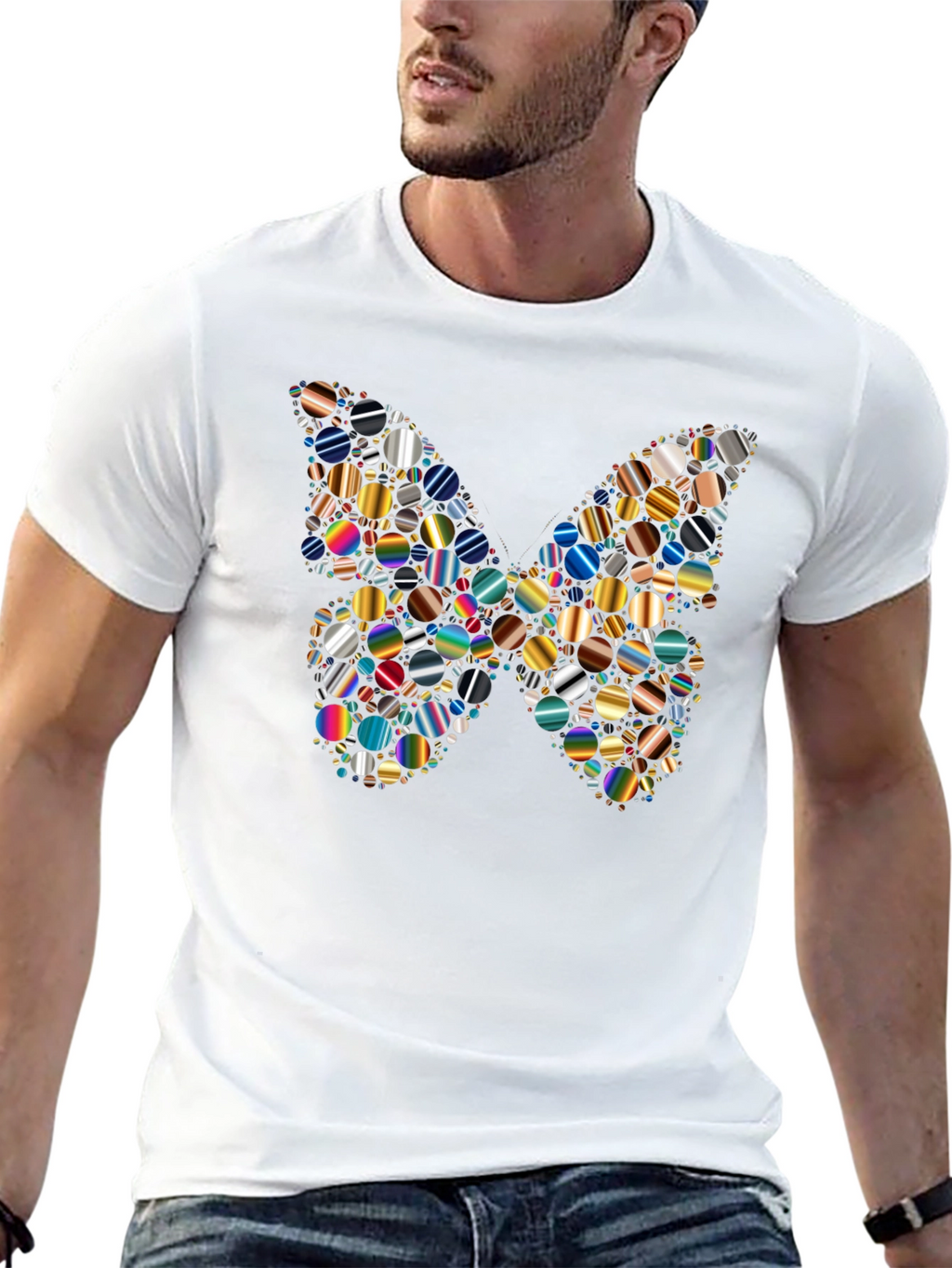 Butterfly Pattern Mens Graphic T-Shirt