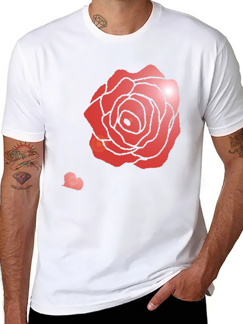 Rose Heart Graphic Tee - Stylish Black T-Shirt