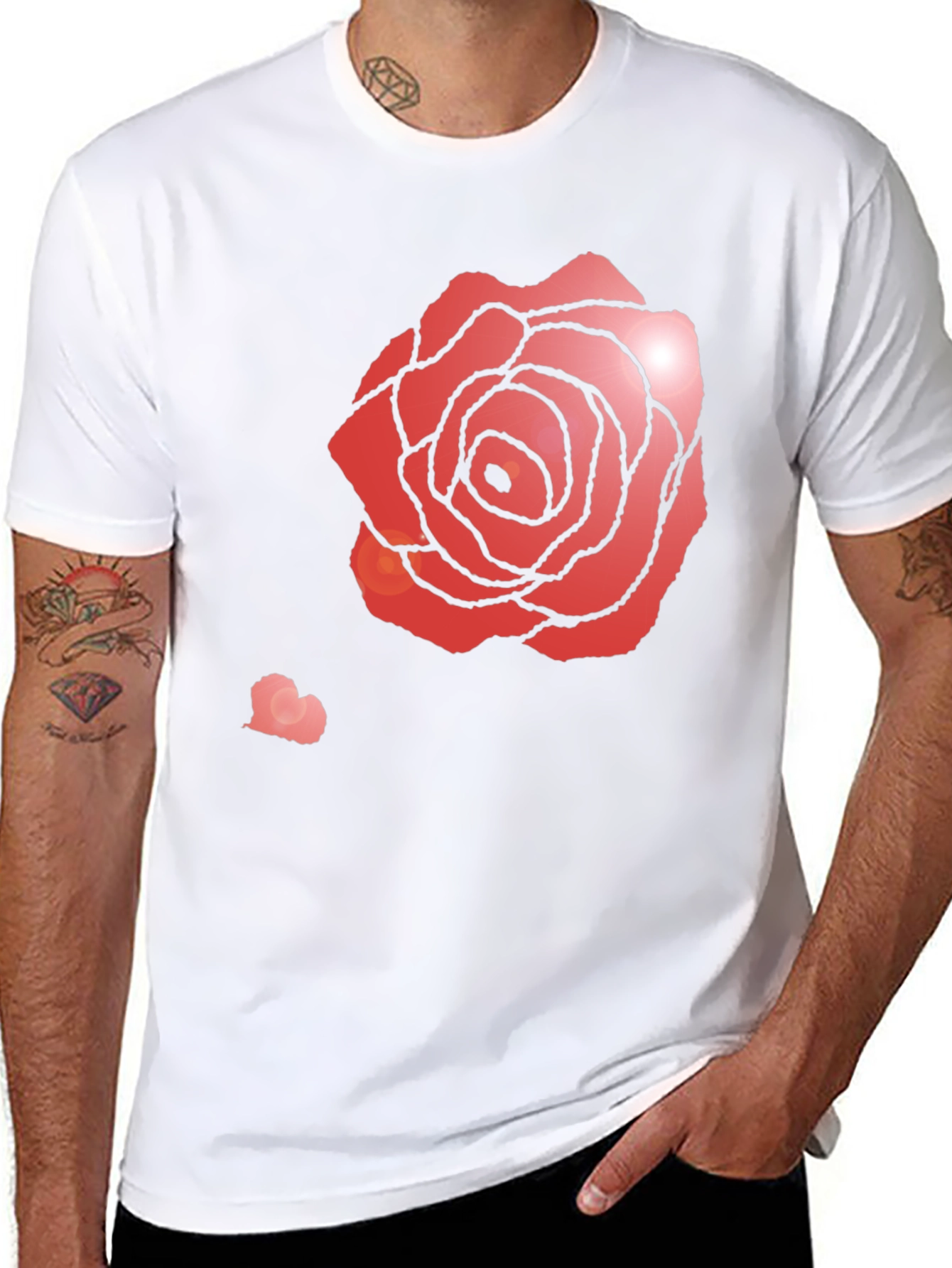 Rose Heart Graphic Tee - Stylish Black T-Shirt