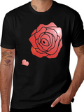 Rose Heart Graphic Tee - Stylish Black T-Shirt