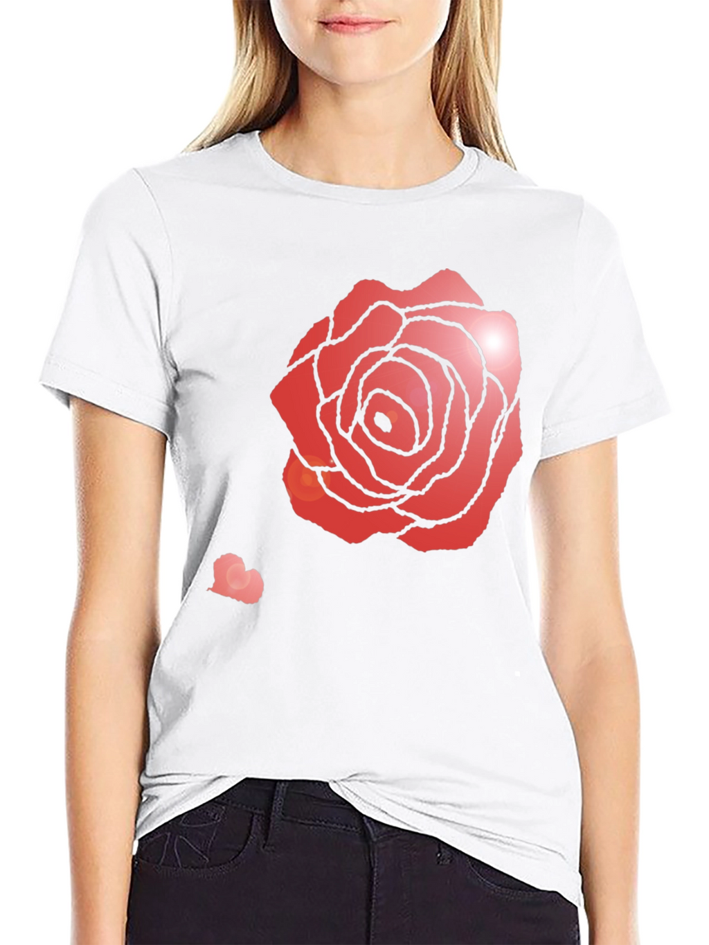 Rose Heart Graphic Tee - Stylish Black T-Shirt