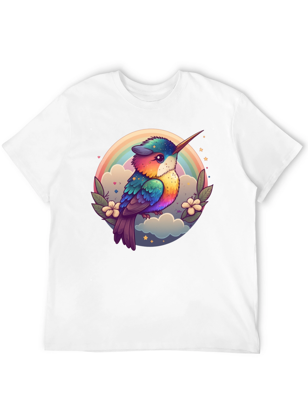 Rainbow Hummingbird Graphic Black Tee