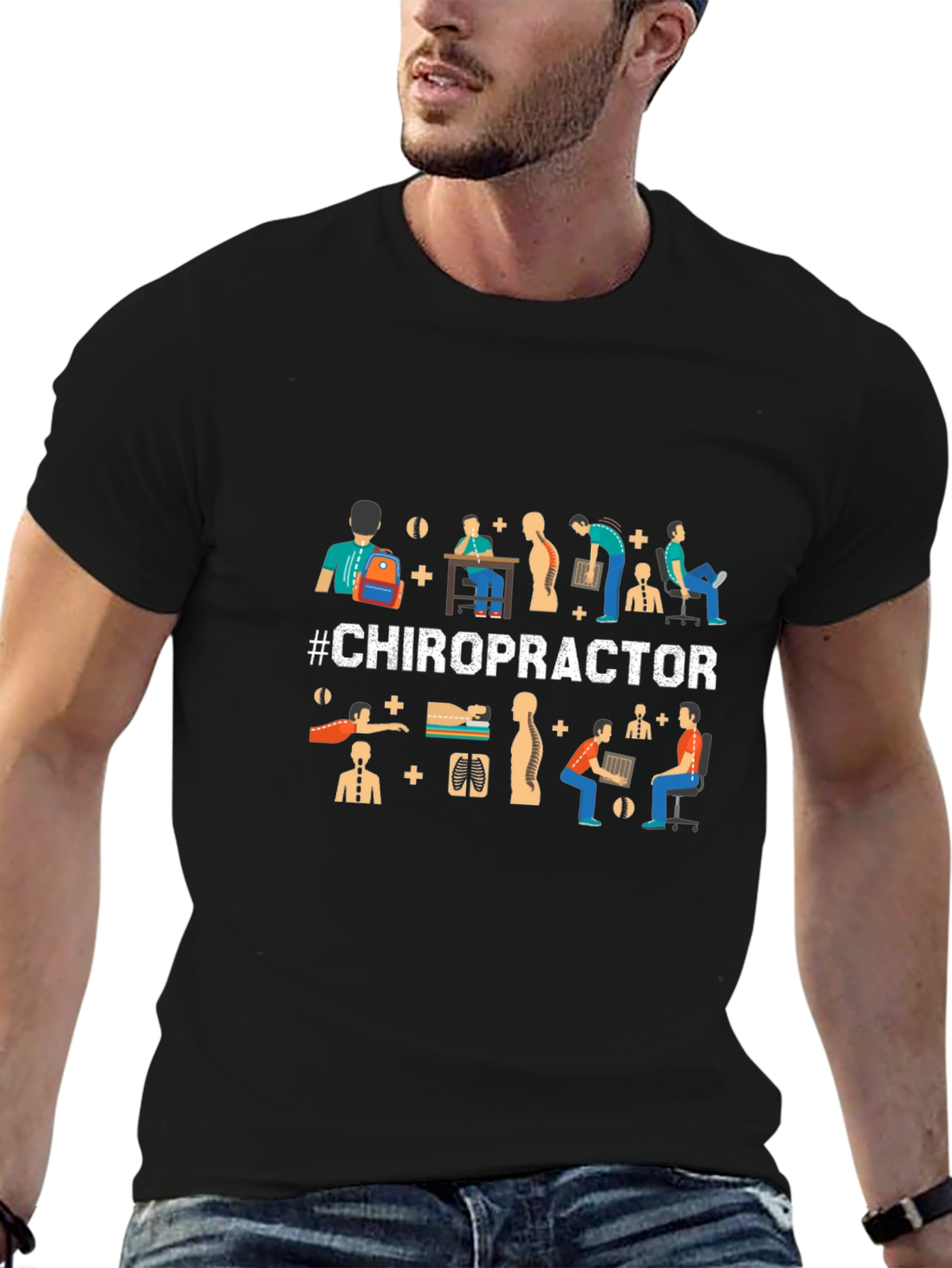 Chiropractor Graphic Tee - Black Cotton T-Shirt