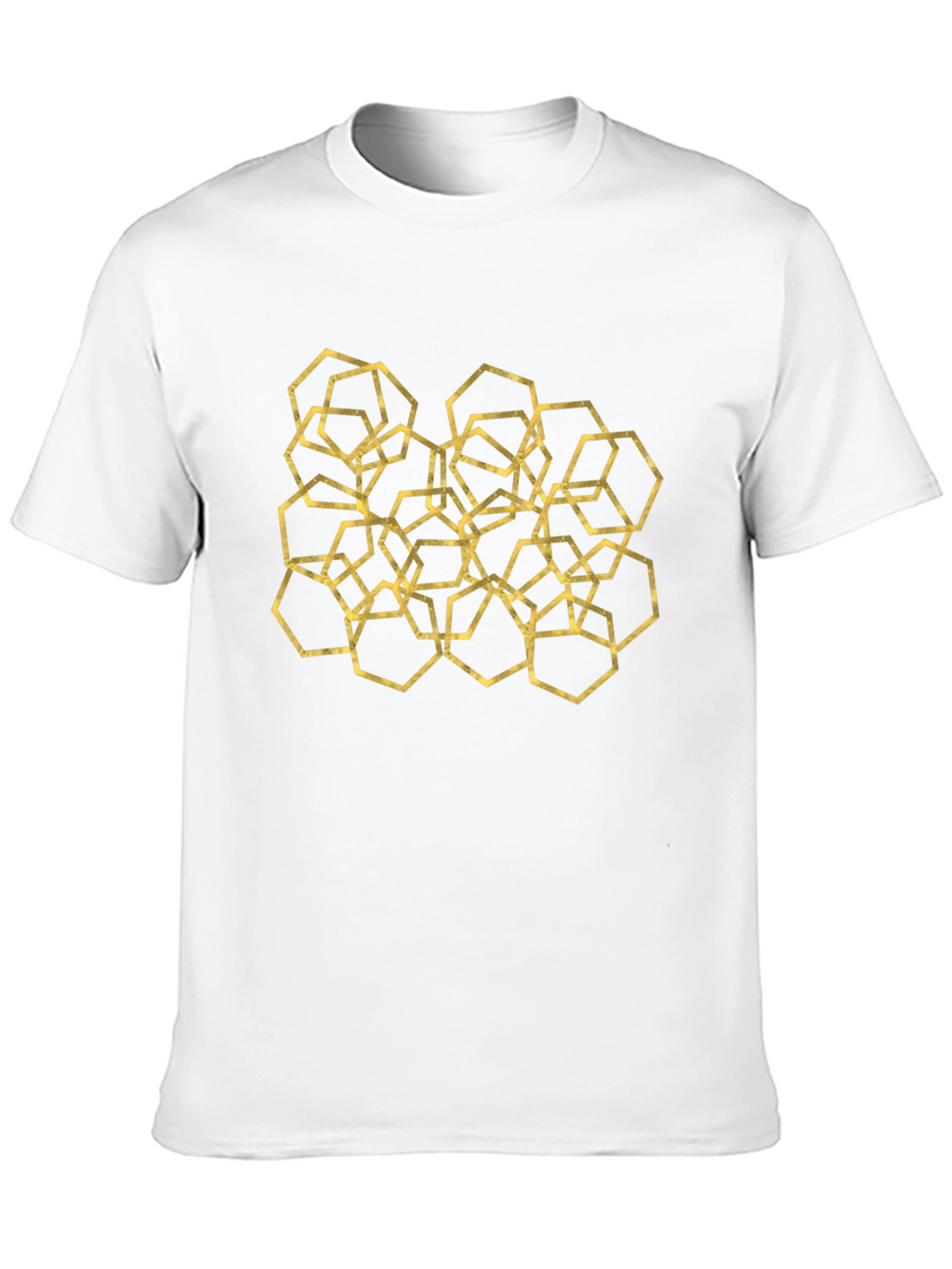 Geometric Hexagon Pattern Black T-Shirt