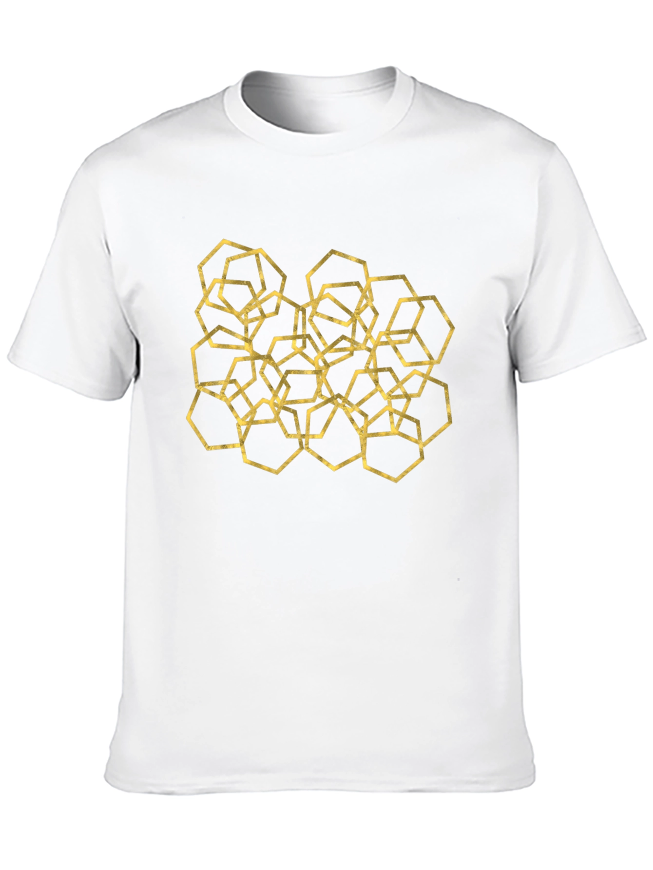 Geometric Hexagon Pattern Black T-Shirt