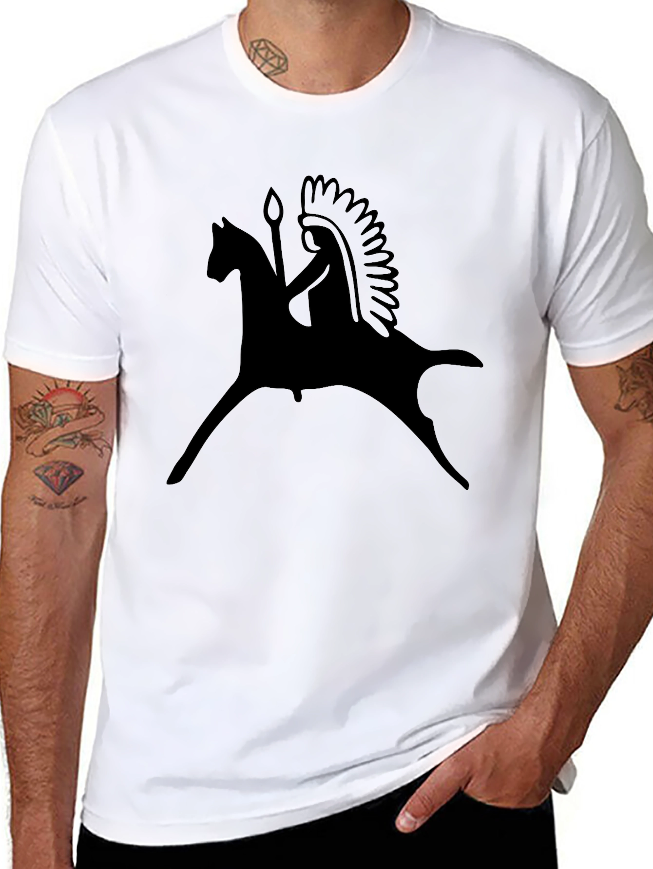 Native American Rider T-Shirt - Black Graphic Tee