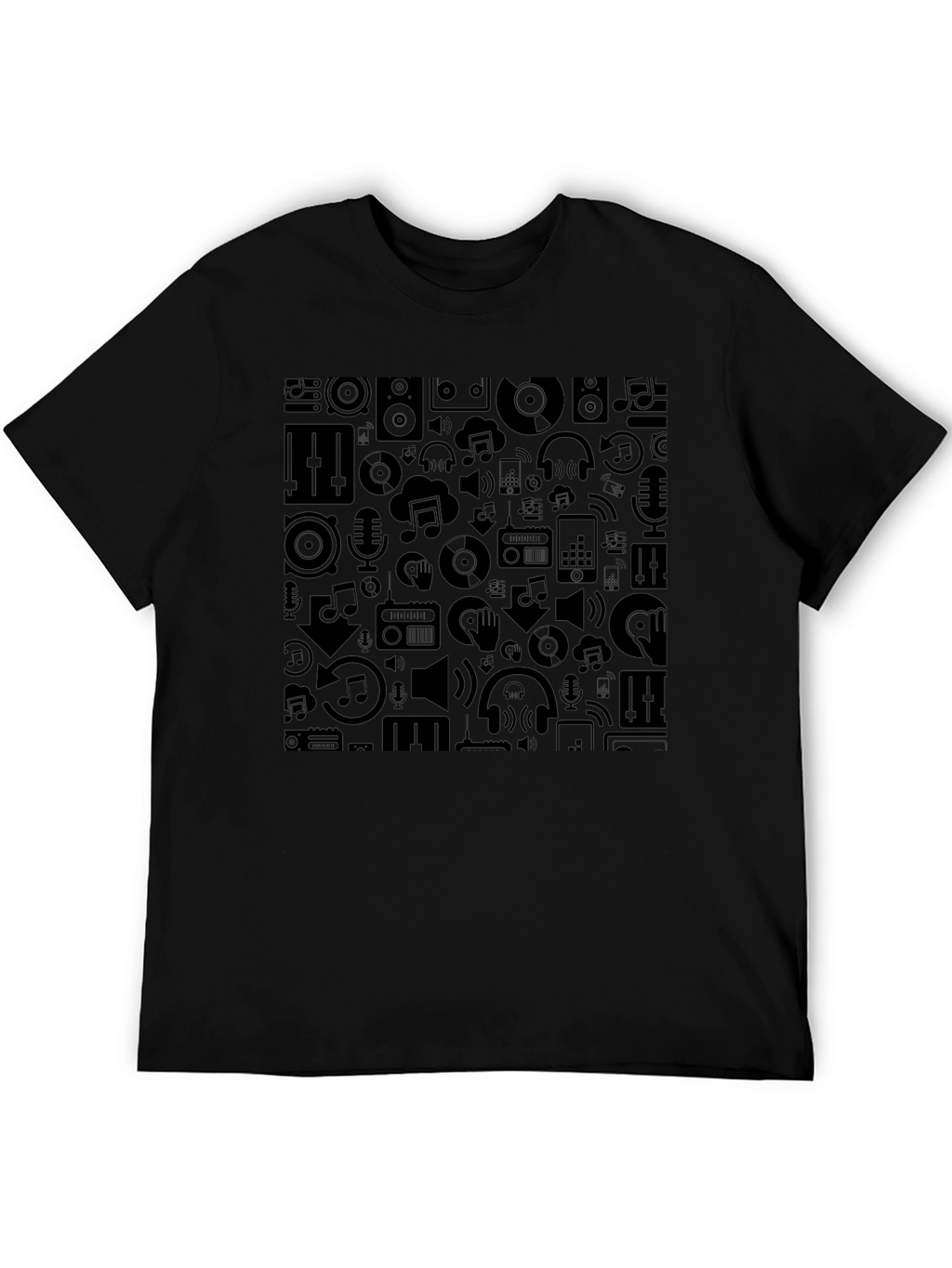 Stylish Black Music Pattern Tee - Premium Comfort