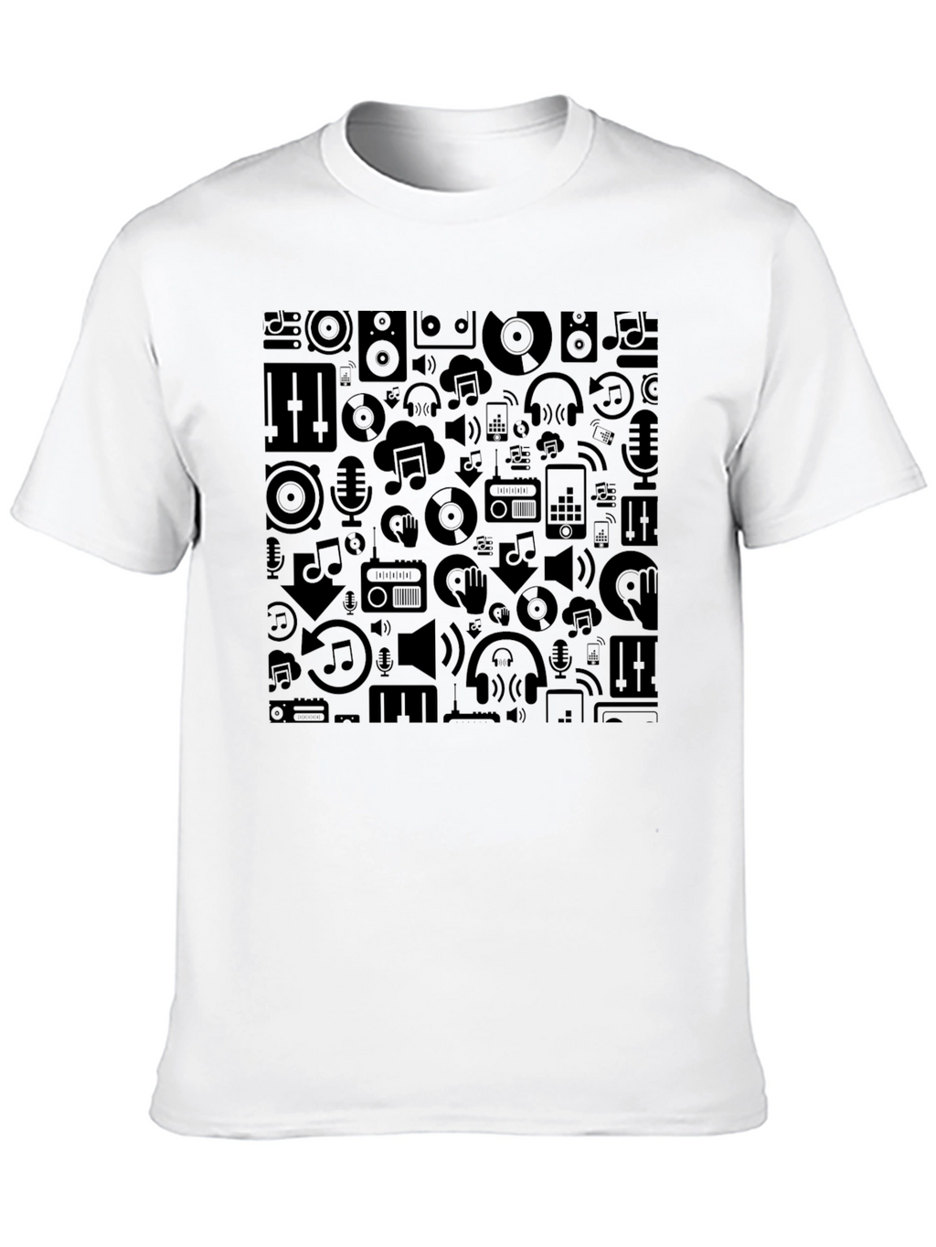 Stylish Black Music Pattern Tee - Premium Comfort