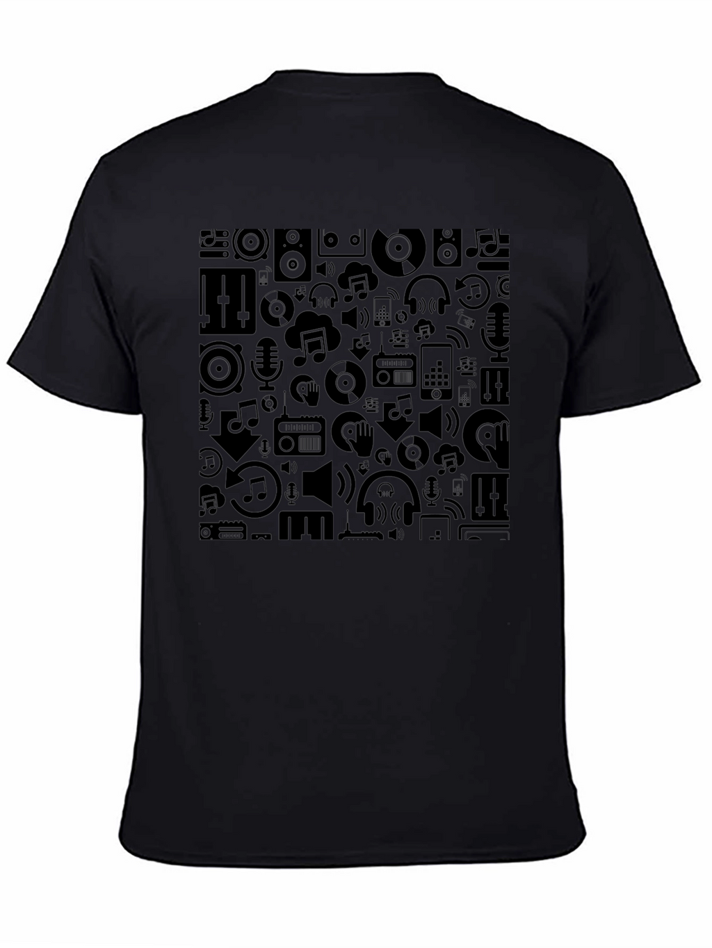 Stylish Black Music Pattern Tee - Premium Comfort