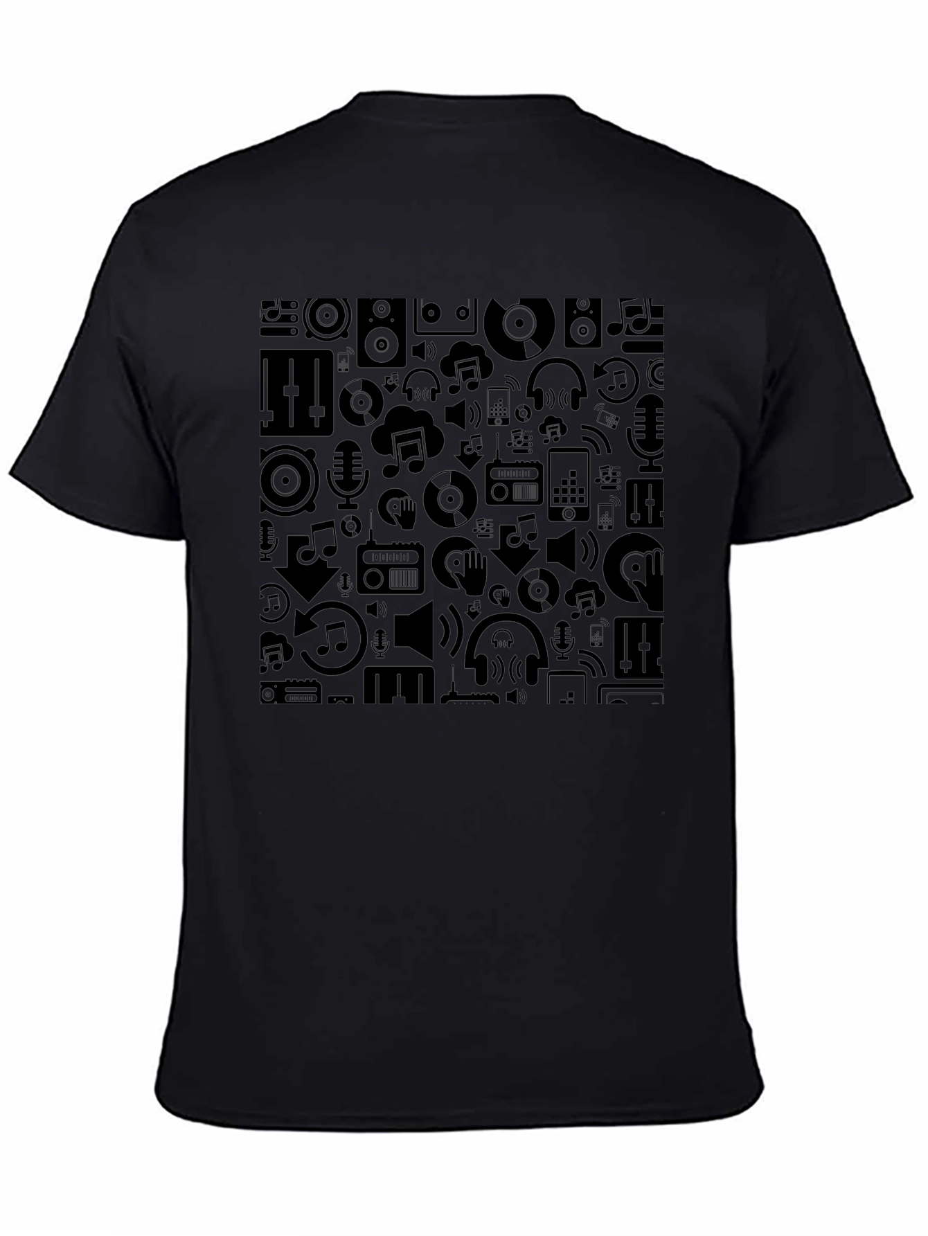 Stylish Black Music Pattern Tee - Premium Comfort
