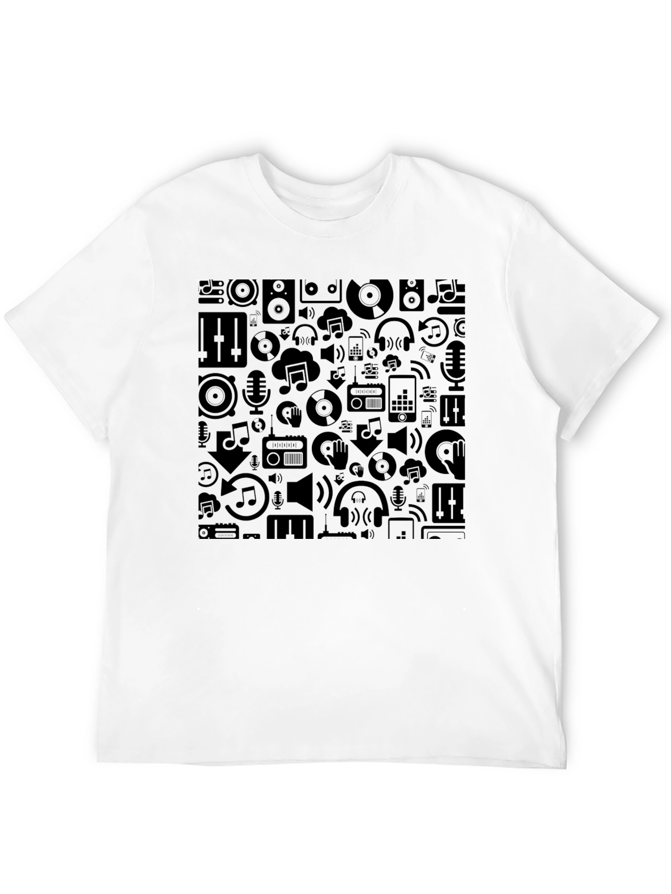 Stylish Black Music Pattern Tee - Premium Comfort