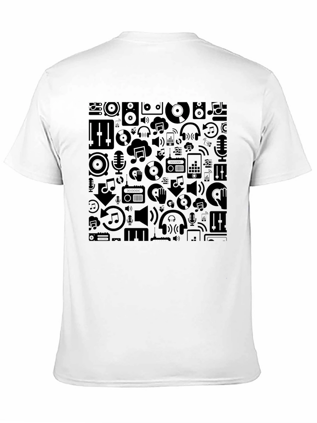 Stylish Black Music Pattern Tee - Premium Comfort