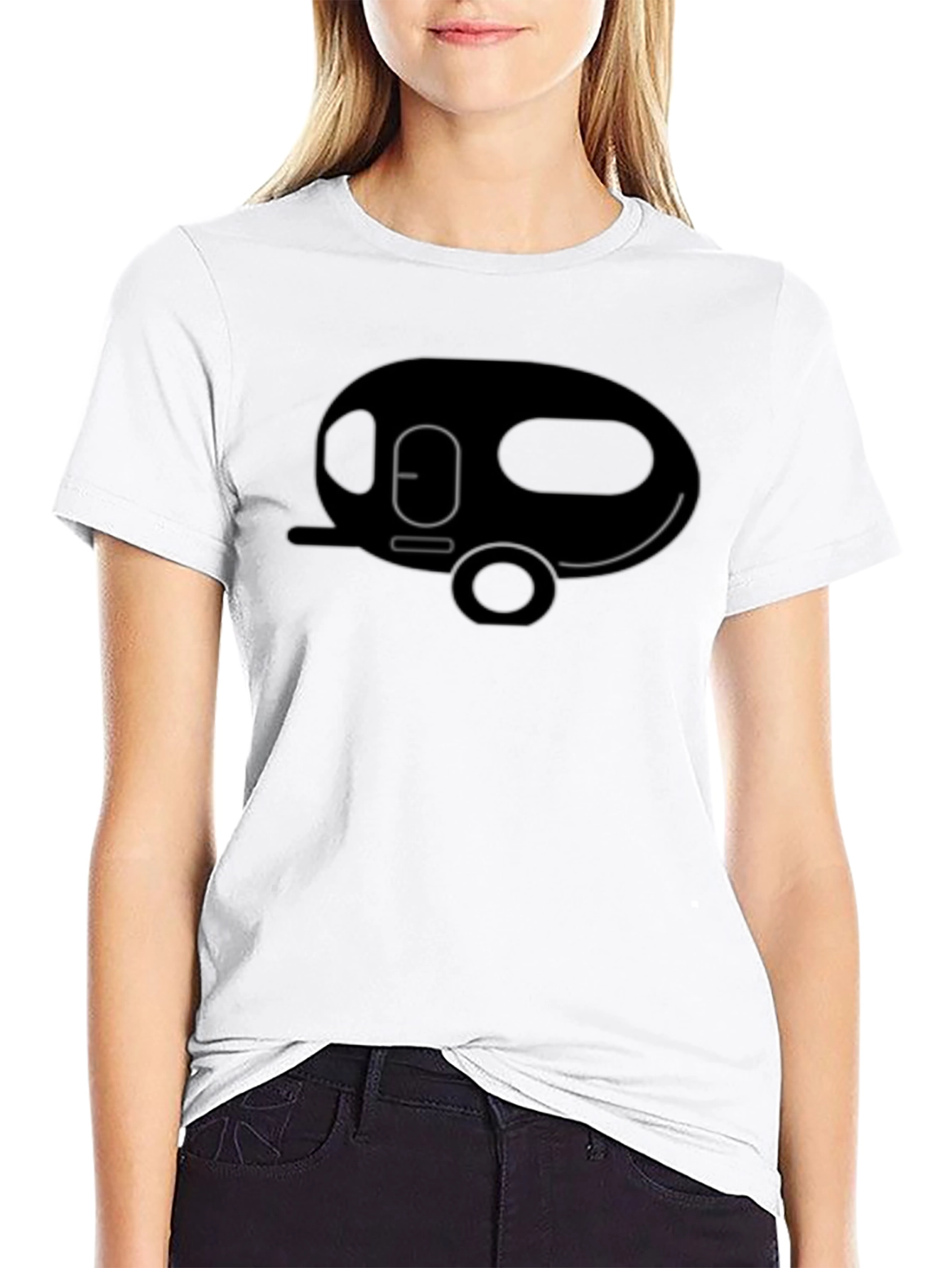 Retro Camper Graphic Tee - Black Cotton T-Shirt