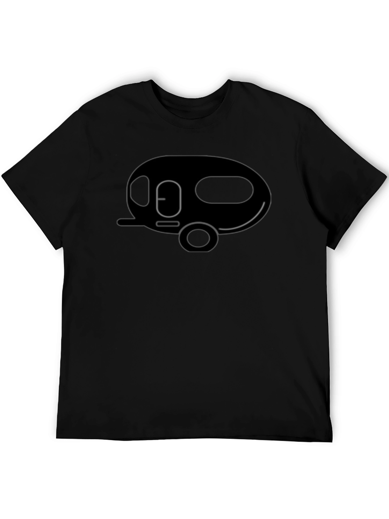 Retro Camper Graphic Tee - Black Cotton T-Shirt