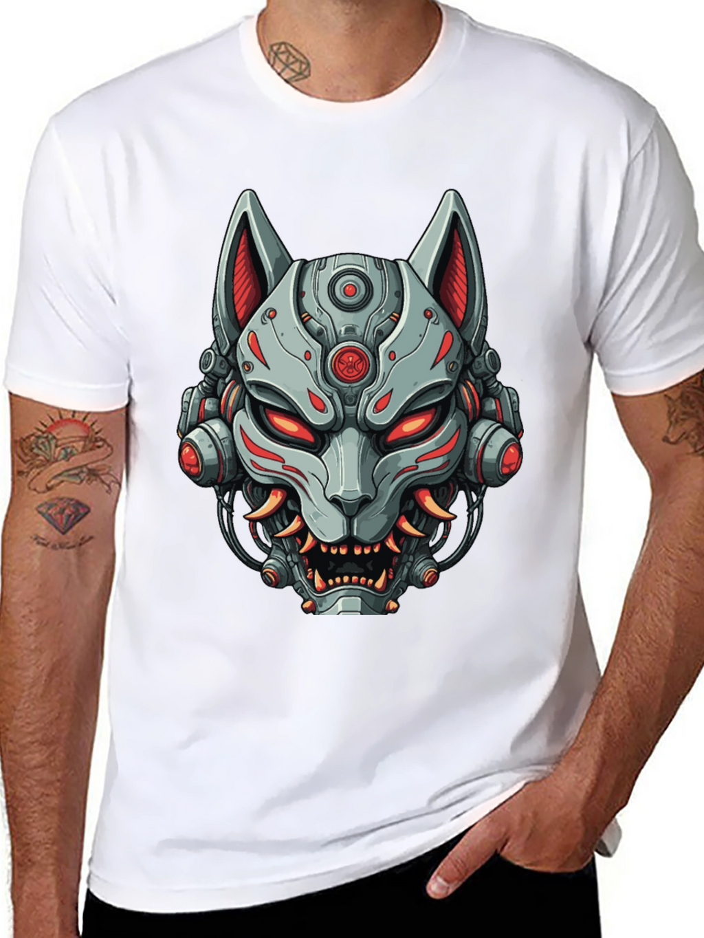 Cyberpunk Fox T-Shirt - Robotic Kitsune Graphic Tee