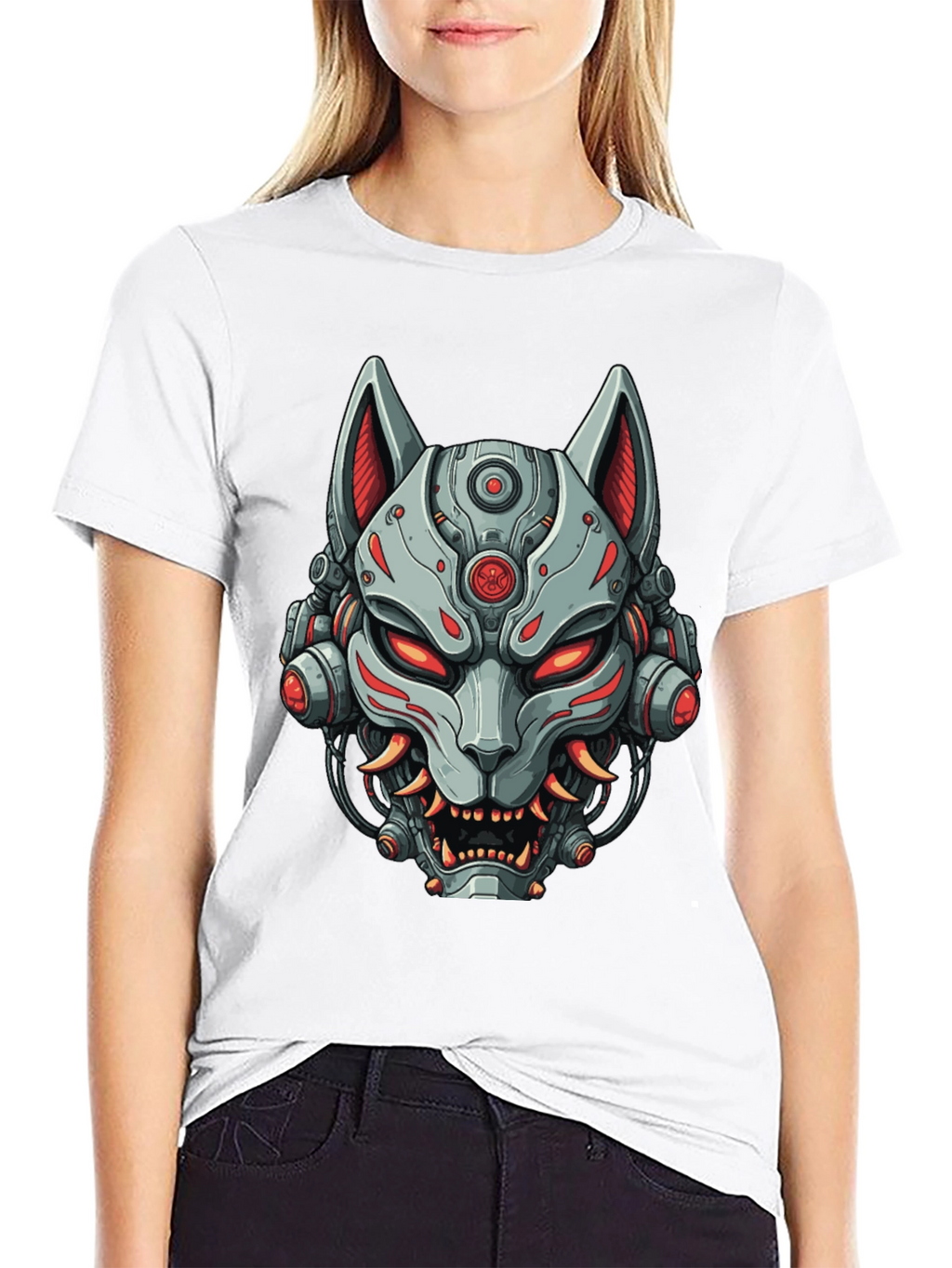 Cyberpunk Fox T-Shirt - Robotic Kitsune Graphic Tee