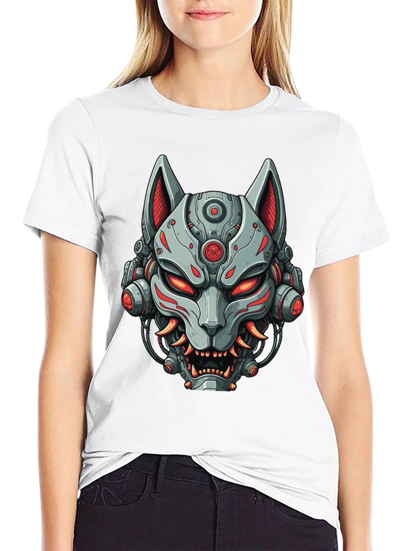 Cyberpunk Fox T-Shirt - Robotic Kitsune Graphic Tee