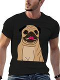 Pug Graphic Print Black T-Shirt