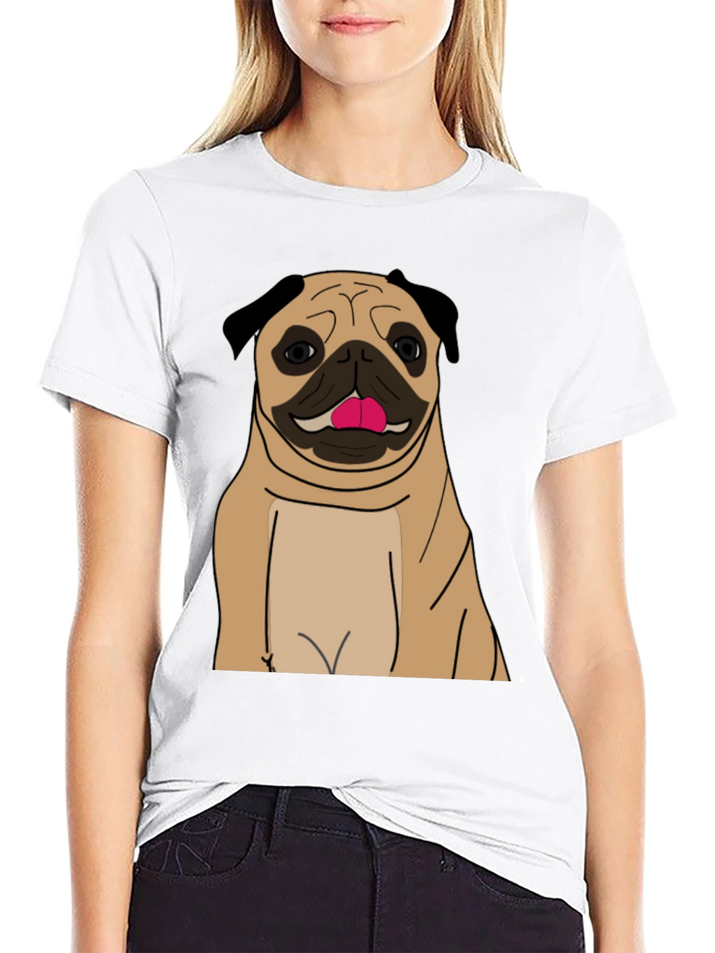 Pug Graphic Print Black T-Shirt