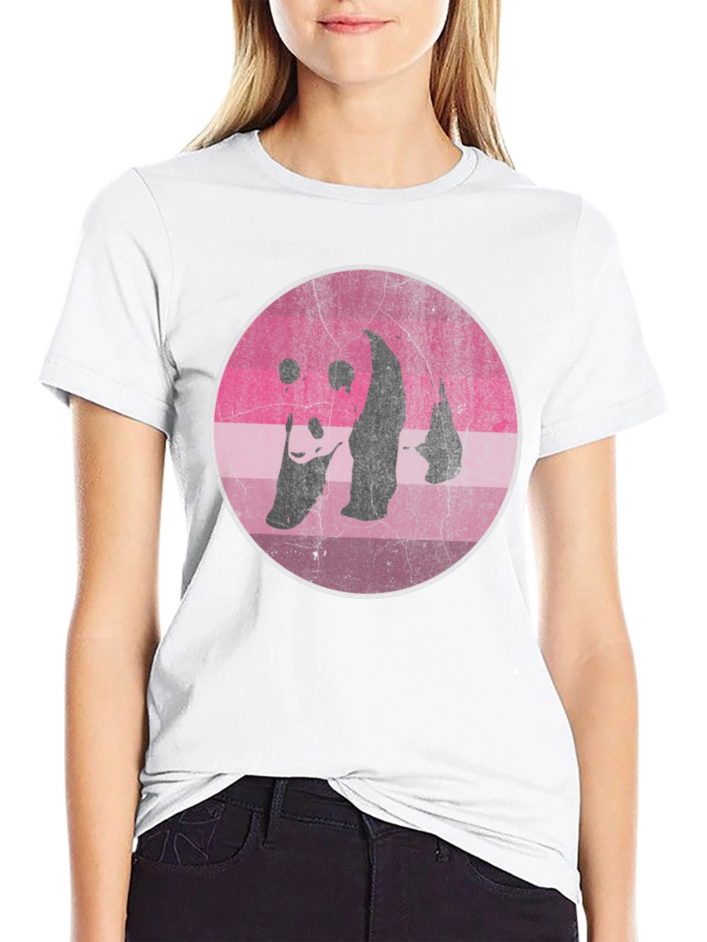Retro Panda Graphic T-Shirt - Distressed Design