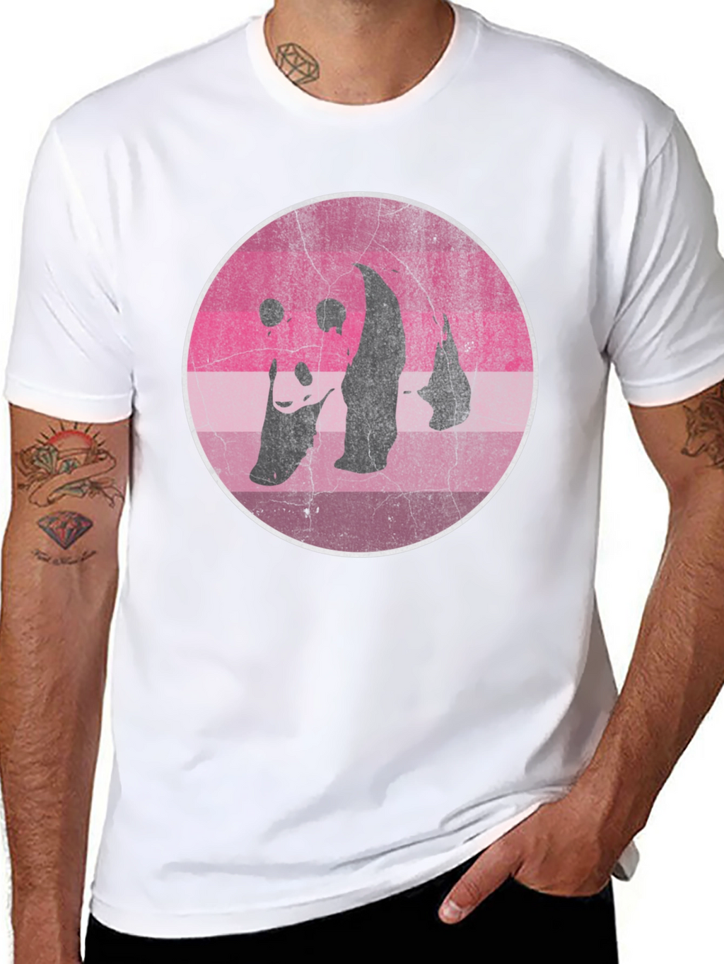 Retro Panda Graphic T-Shirt - Distressed Design