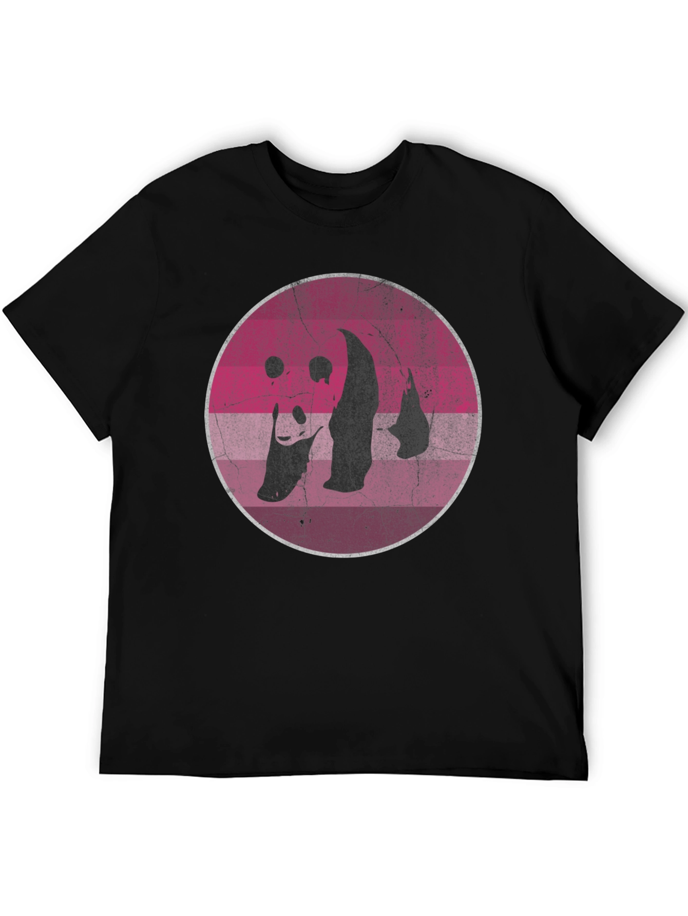 Retro Panda Graphic T-Shirt - Distressed Design