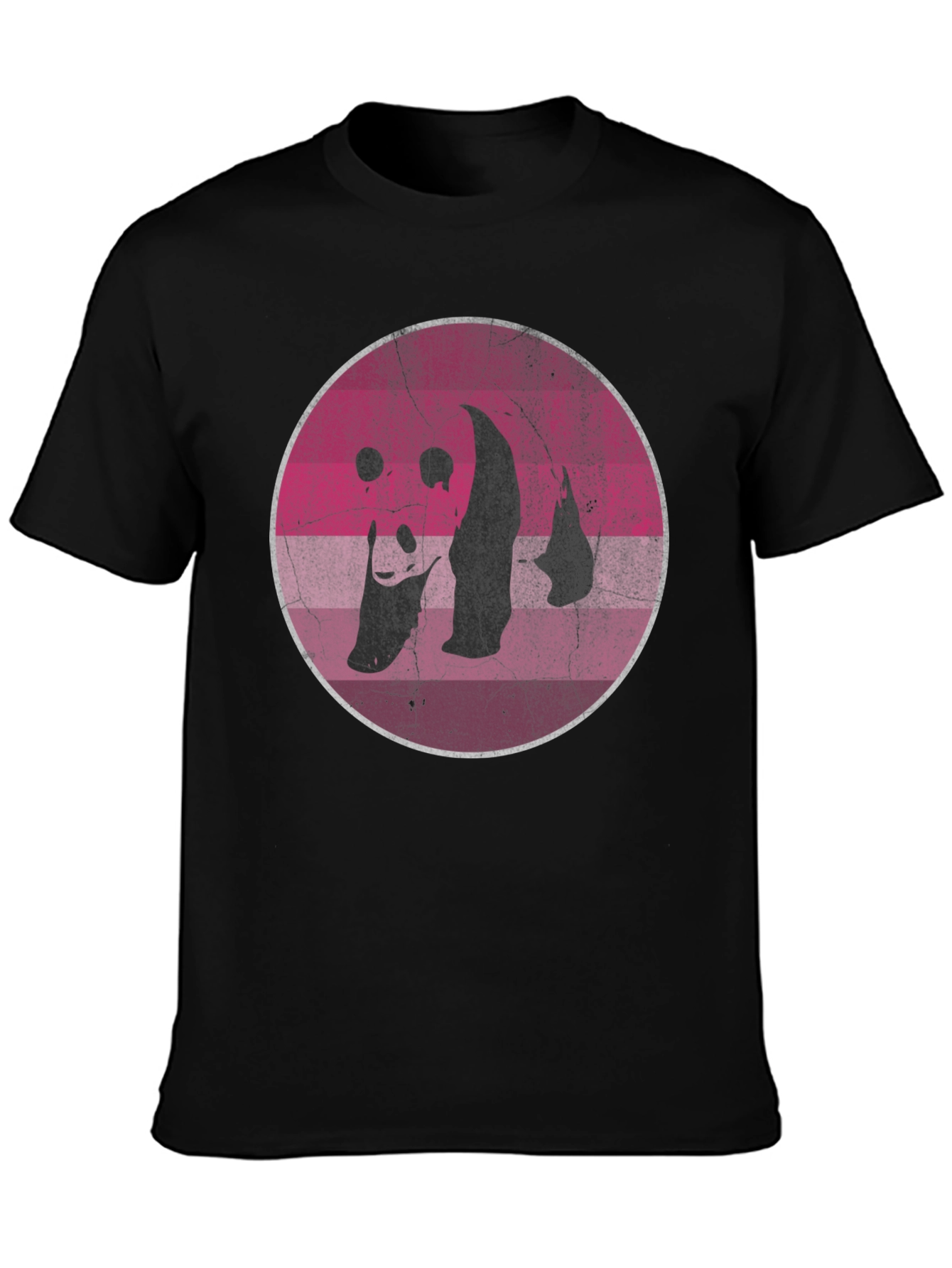 Retro Panda Graphic T-Shirt - Distressed Design