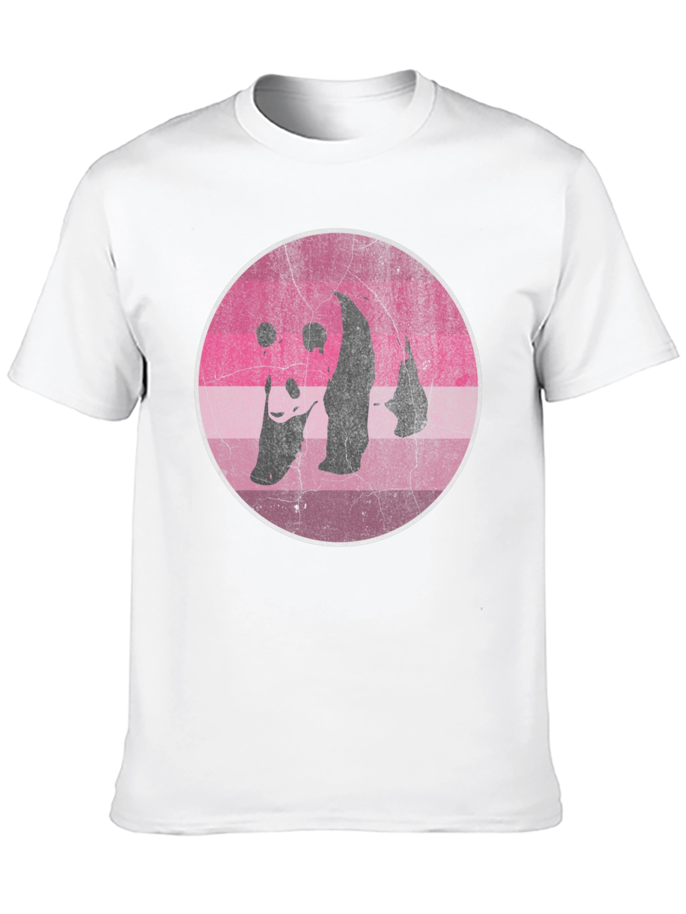 Retro Panda Graphic T-Shirt - Distressed Design