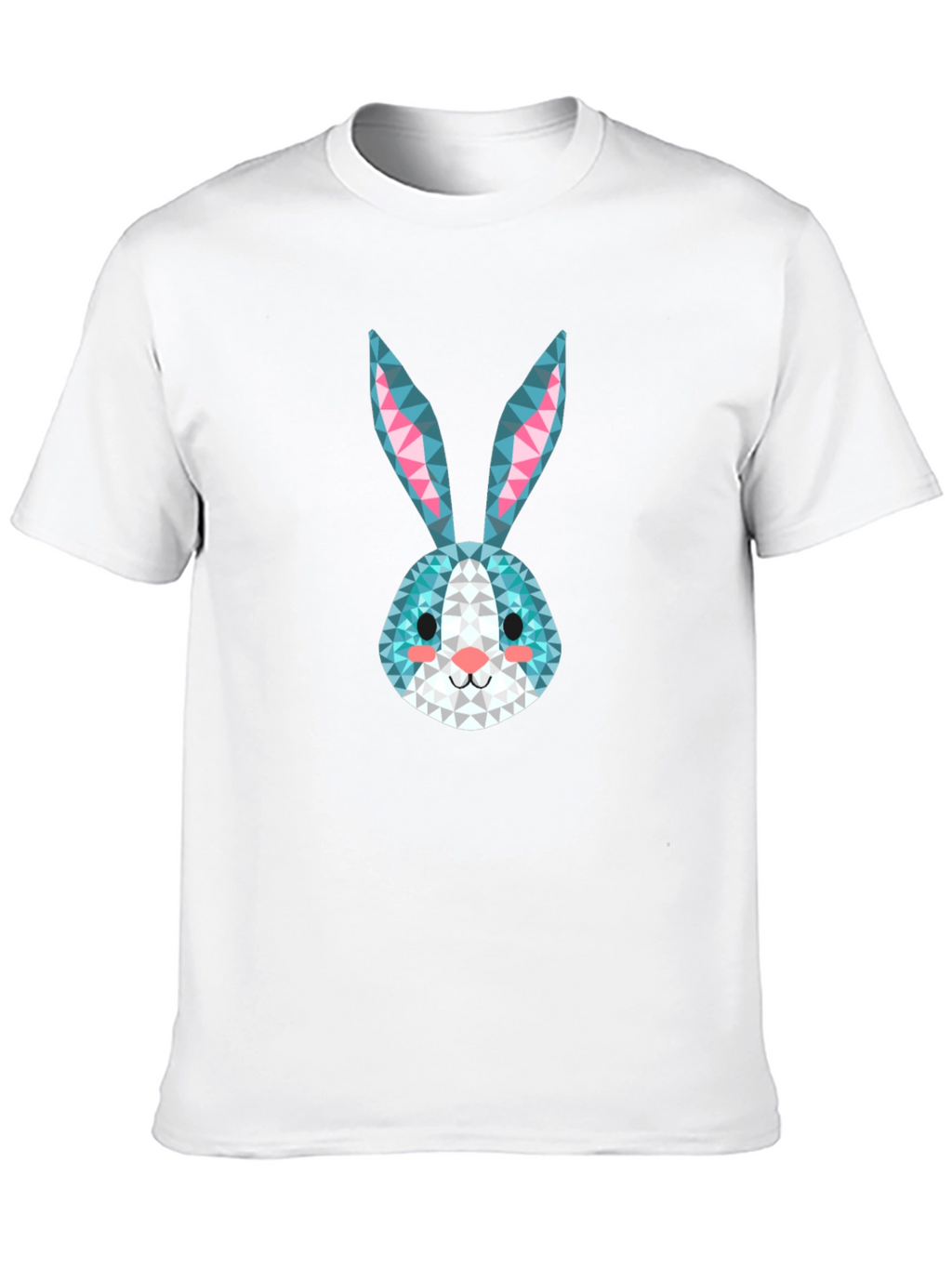 Geometric Rabbit Print Black T-Shirt