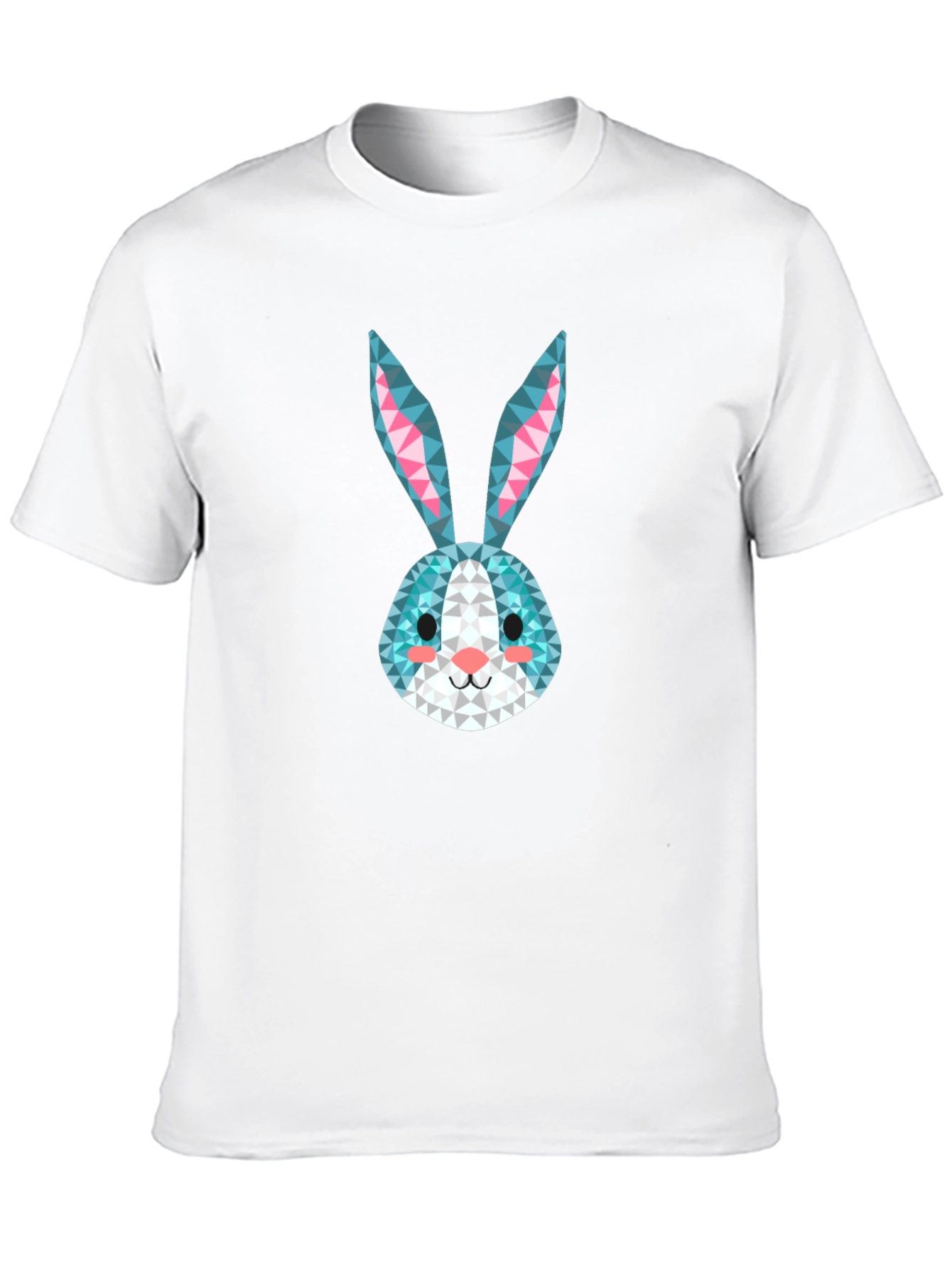 Geometric Rabbit Print Black T-Shirt