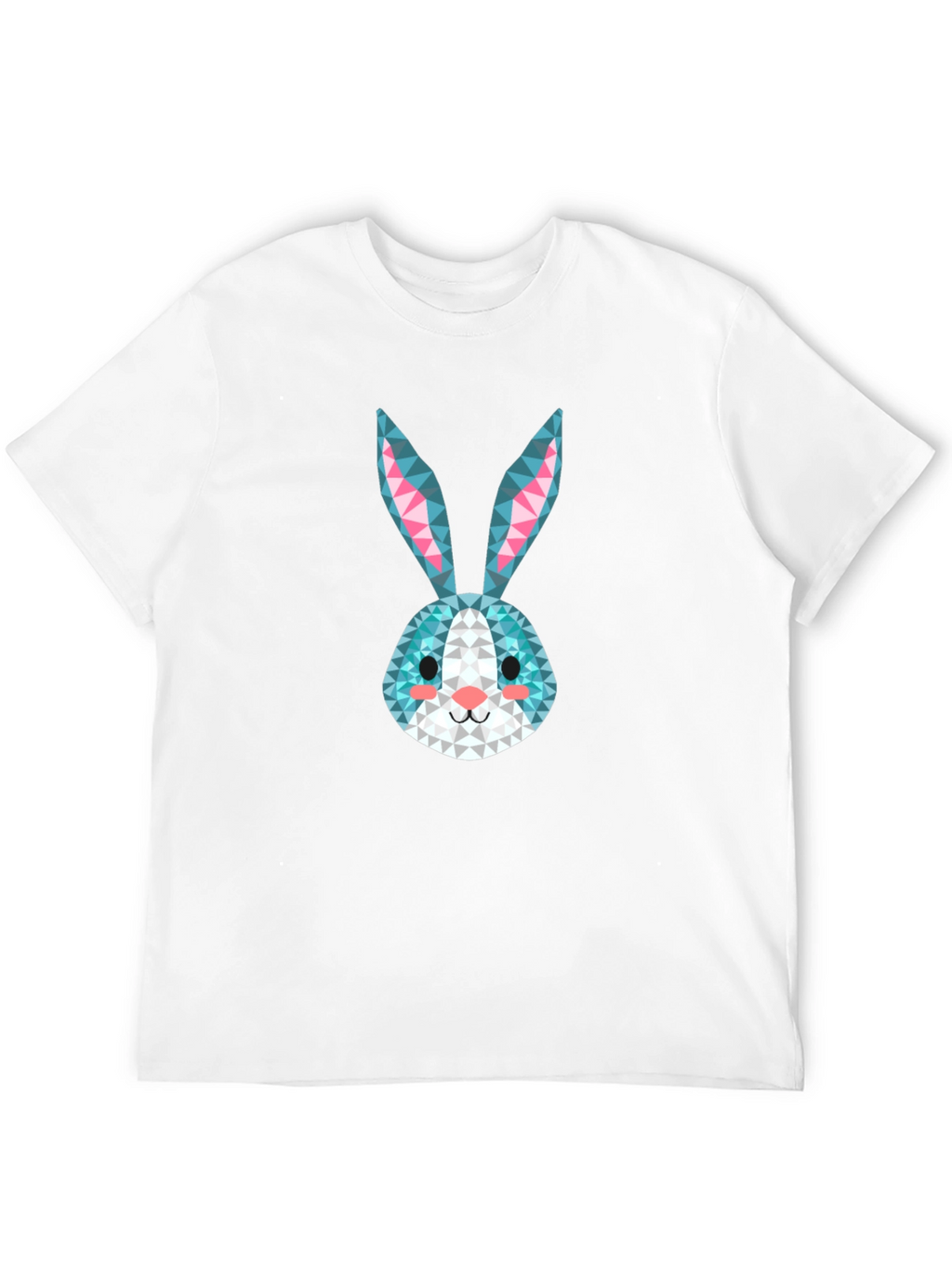 Geometric Rabbit Print Black T-Shirt