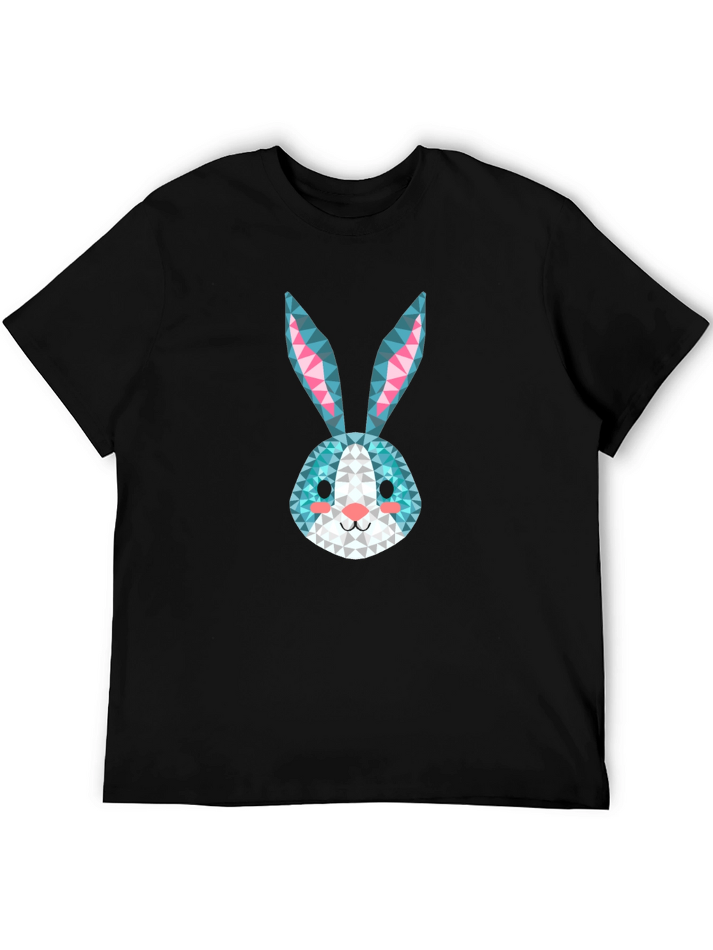 Geometric Rabbit Print Black T-Shirt