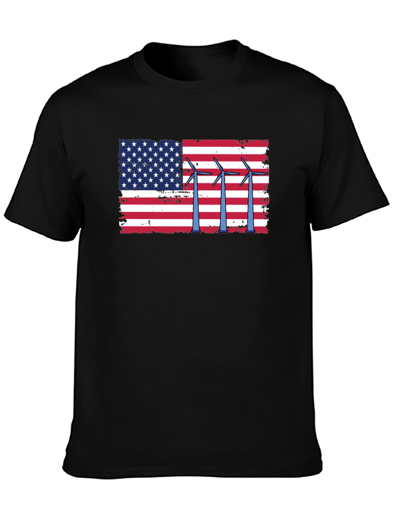 American Flag Wind Turbine Graphic Tee